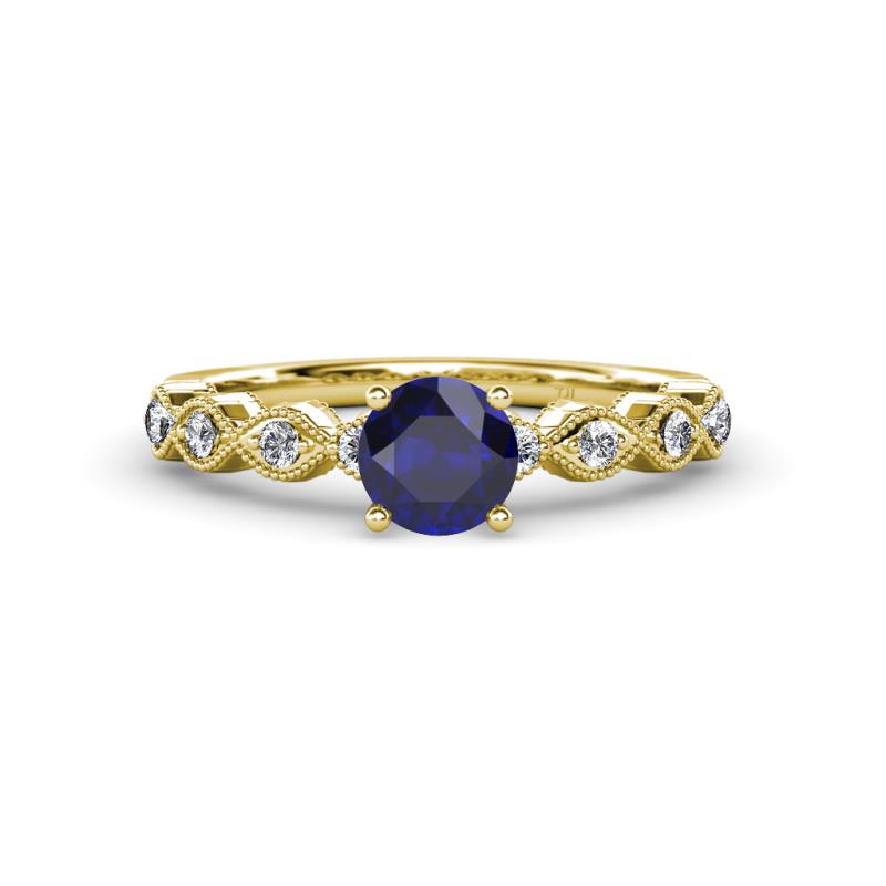Laine Blue Sapphire and Diamond Marquise Shape Bridal Set Ring 