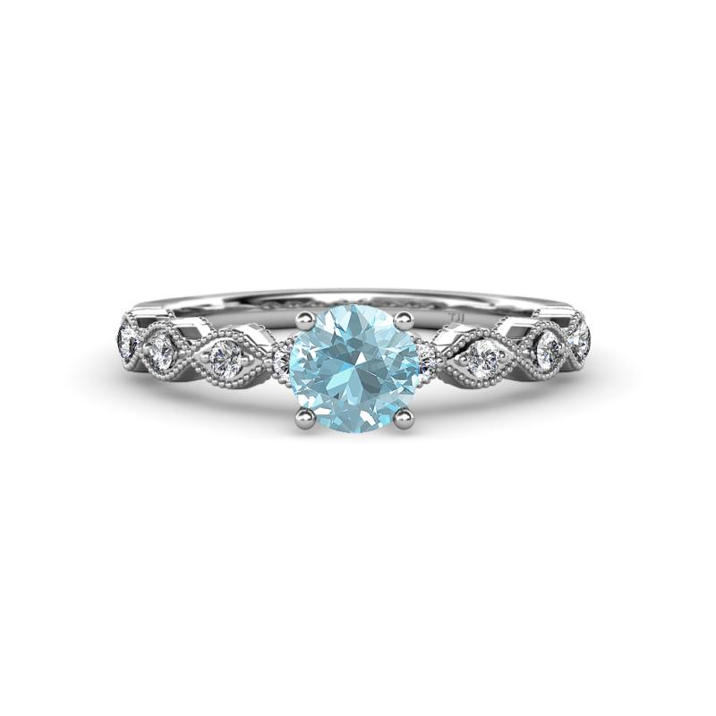 Laine Aquamarine and Diamond Marquise Shape Bridal Set Ring 