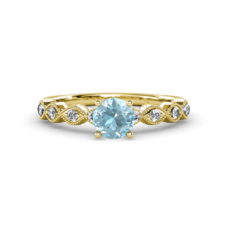 Laine Aquamarine and Diamond Marquise Shape Bridal Set Ring 
