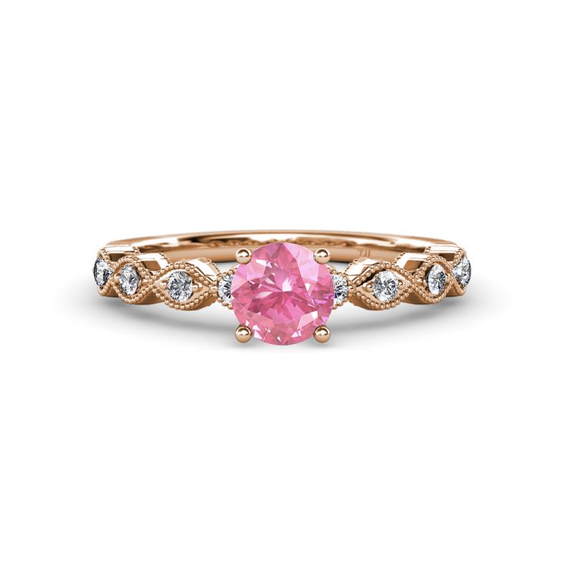 Laine Pink Tourmaline and Diamond Marquise Shape Bridal Set Ring 