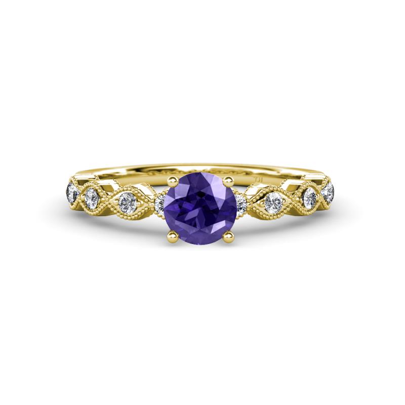 Laine Iolite and Diamond Marquise Shape Bridal Set Ring 