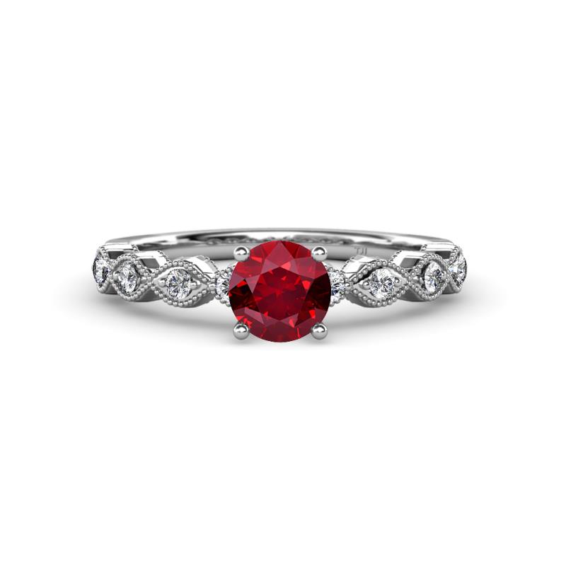Laine Ruby and Diamond Marquise Shape Bridal Set Ring 