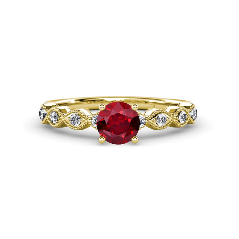 Laine Ruby and Diamond Marquise Shape Bridal Set Ring 