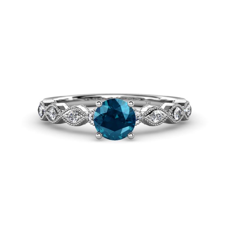 Laine Blue and White Diamond Marquise Shape Bridal Set Ring 
