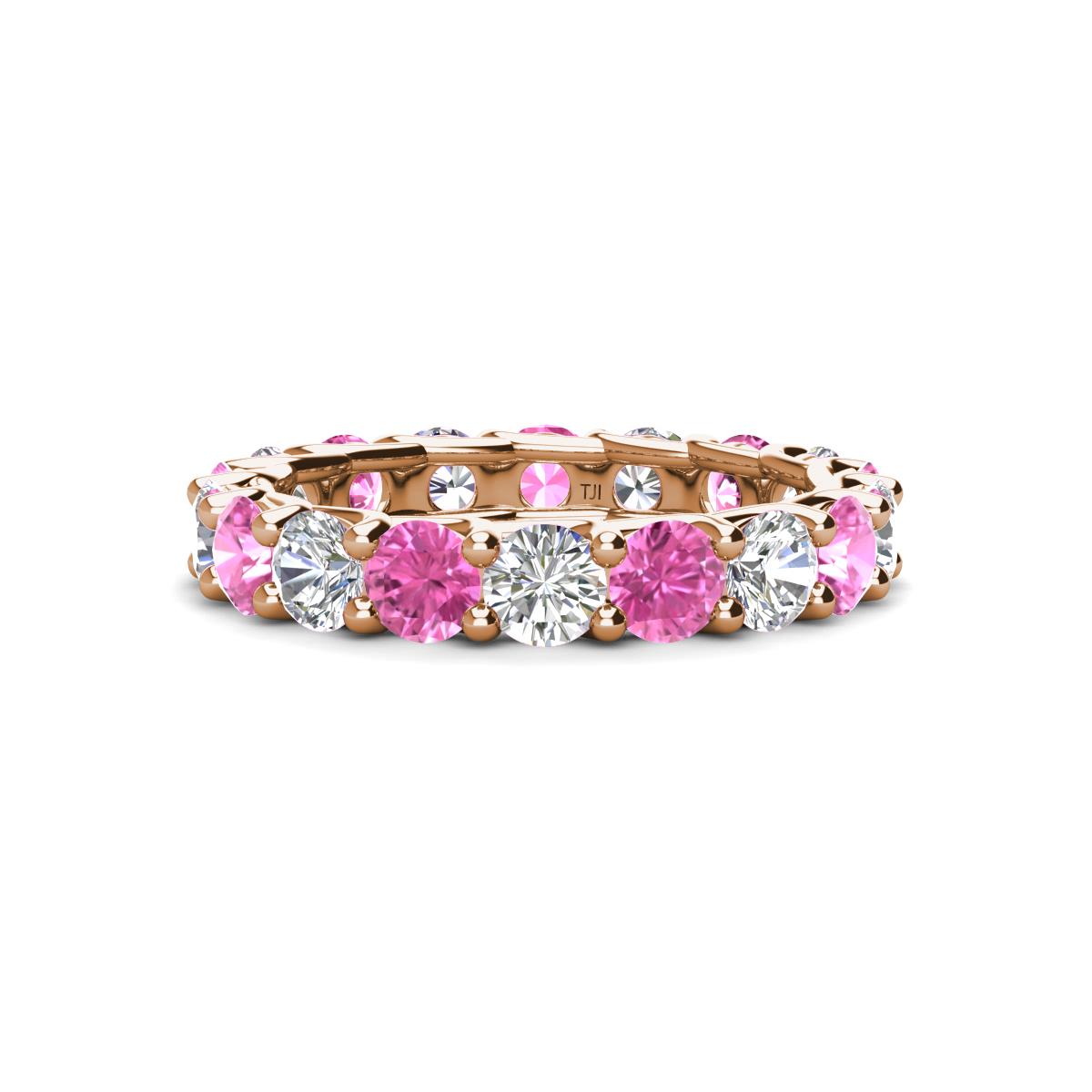 Laida 3.80 mm Pink Sapphire and Diamond Eternity Band 