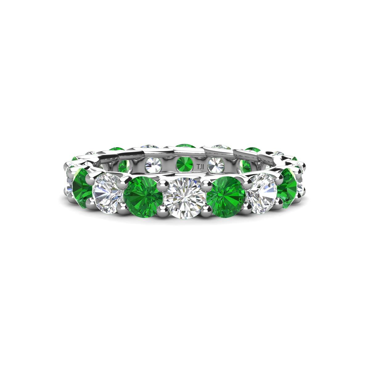 Laida 3.80 mm Green Garnet and Diamond Eternity Band 