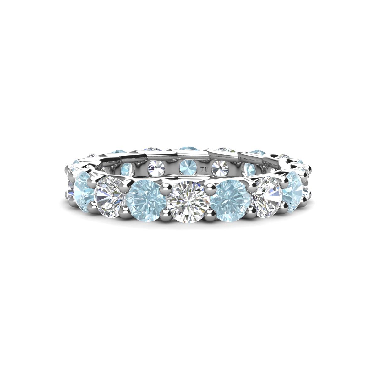 Laida 3.80 mm Aquamarine and Diamond Eternity Band 