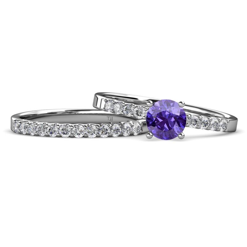 Sezen Iolite and Diamond Bridal Set Ring 