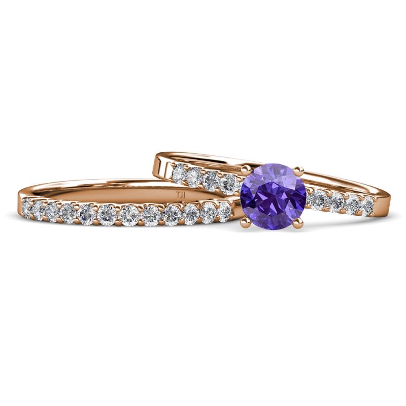 Sezen Iolite and Diamond Bridal Set Ring 