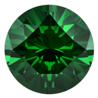 Sarah Baguette Lab Created Emerald and Round Diamond Wedding Band 